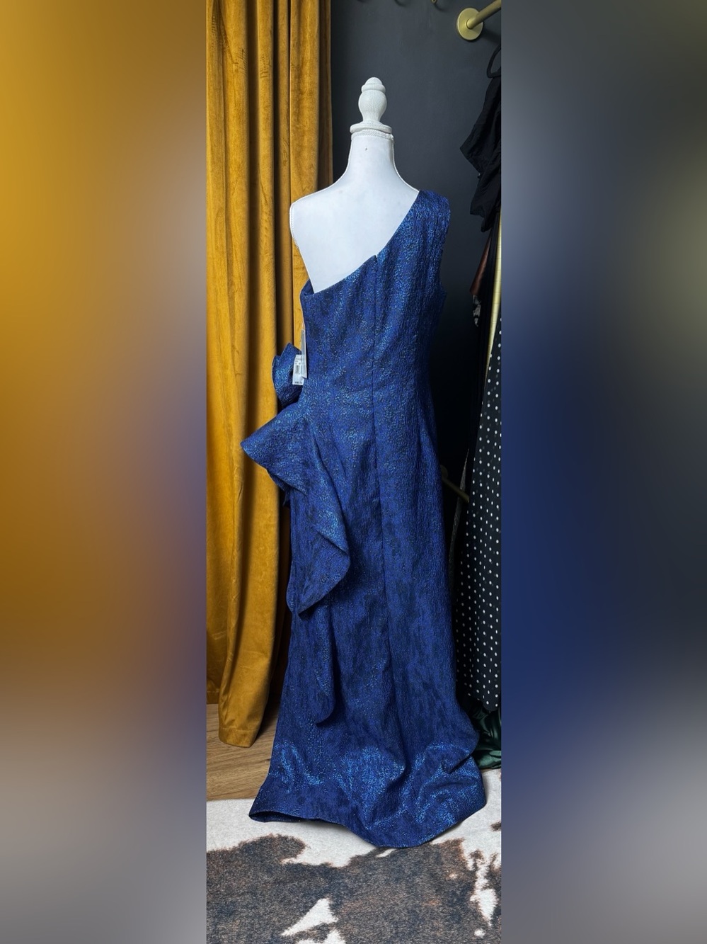 NWT Teri Jon by Rickie Freeman Jacquard One Shoulder Gown - Picture 8 of 8